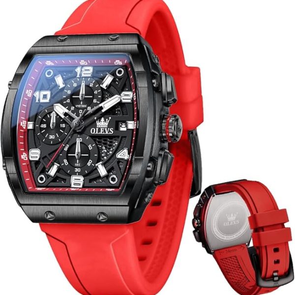 OLEVS Mens Watches Stylish Chronograph Waterproof Luminous Silicon Strap Multifunction Watches for Men Business White Men Wrist Watch