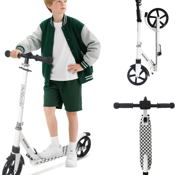 Nattork Kick Scooter for Kids 6+ Years Teens Adults - 220LB Weight Capacity, Front Shock Absorber and Adjustable Handlebar - Smooth Ride with 8" Sturdy Wheels, Ideal for Outdoor Sports
