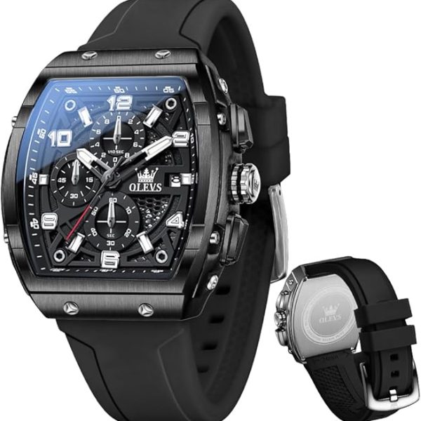 OLEVS Mens Watches Stylish Chronograph Waterproof Luminous Silicon Strap Multifunction Watches for Men Business White Men Wrist Watch
