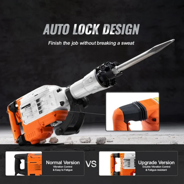 VEVOR Demolition Jack Hammer Concrete Breaker 1600W Electric Hammer 2 Chisel Bit